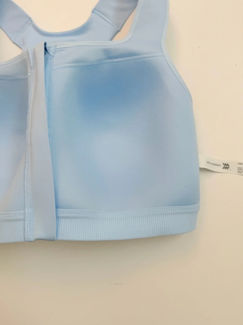 All In Motion Sports Bra High Support Impact Front Closure Zip Light Baby Blue